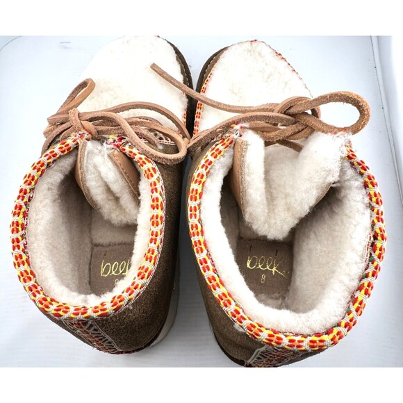 NIB $425 BEEK Alpine Swift Womens 8 Suede Shearling Ankle Boots Booties Chestnut - Picture 8 of 12